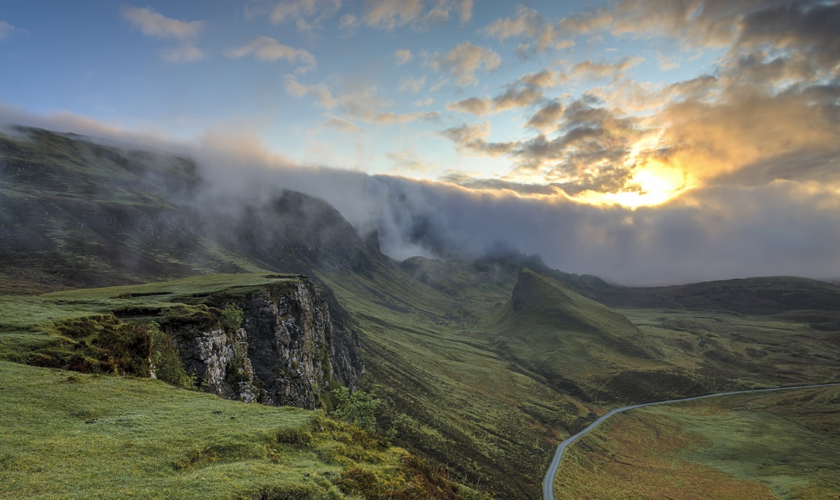 Misty valley at dawn