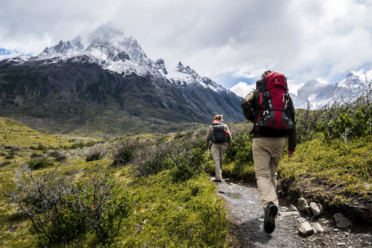Hiker on a mountain ridge